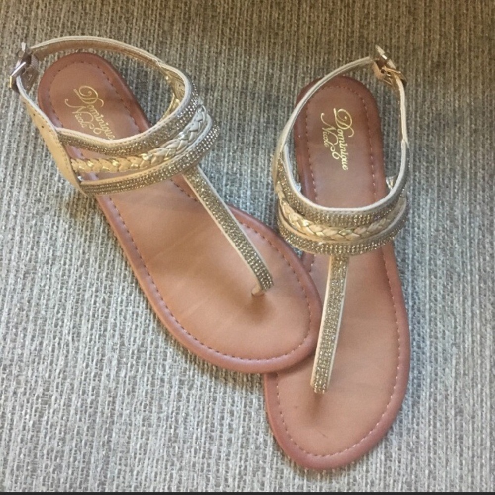 Dominique Nicole Girls Gold Beaded TStrap Sandal